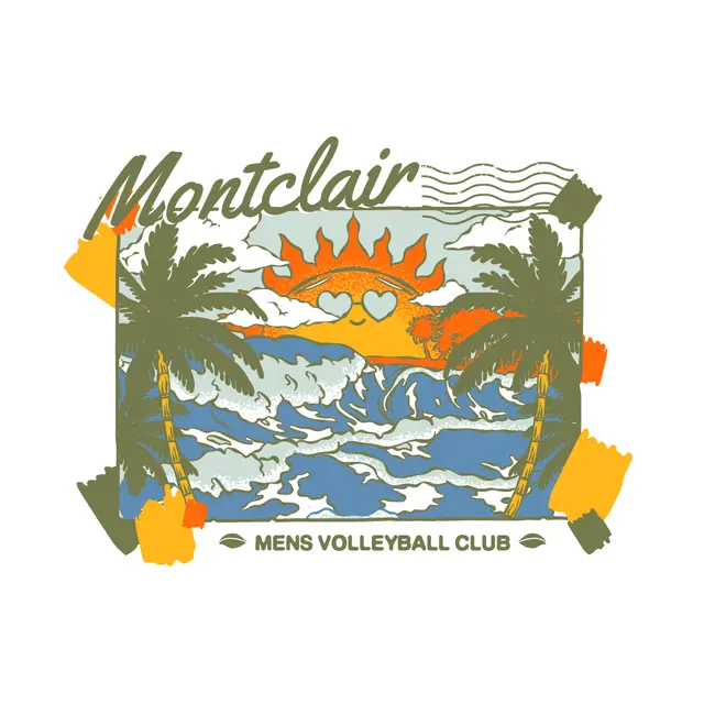 Montclair Men's Volleyball Club Palm Tree Sunset Graphic PR Shirt