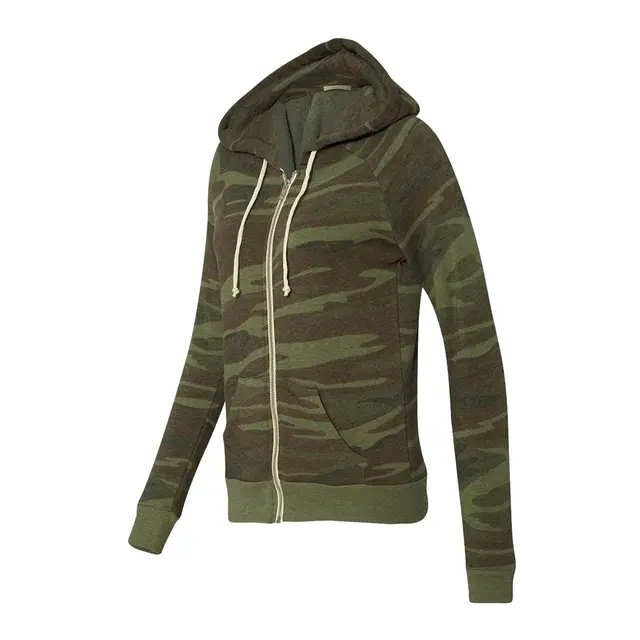 Customizable Alternative Women’s Adrian Eco-Fleece Full-Zip Hooded Sweatshirt 9573 Camo Left