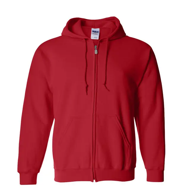 Gildan Heavy Blend 50/50 Full-Zip Hooded Sweatshirt g186 Red Front