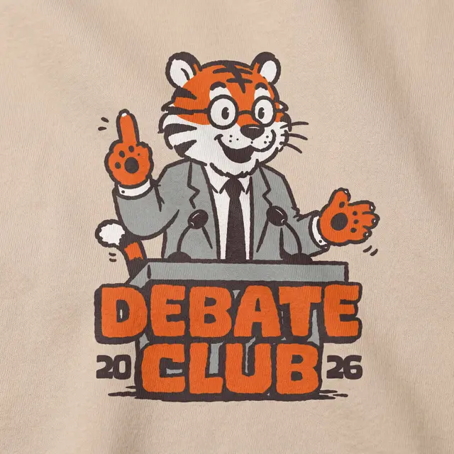 Debate Club Cartoon Tiger Speaker Design PR Shirt