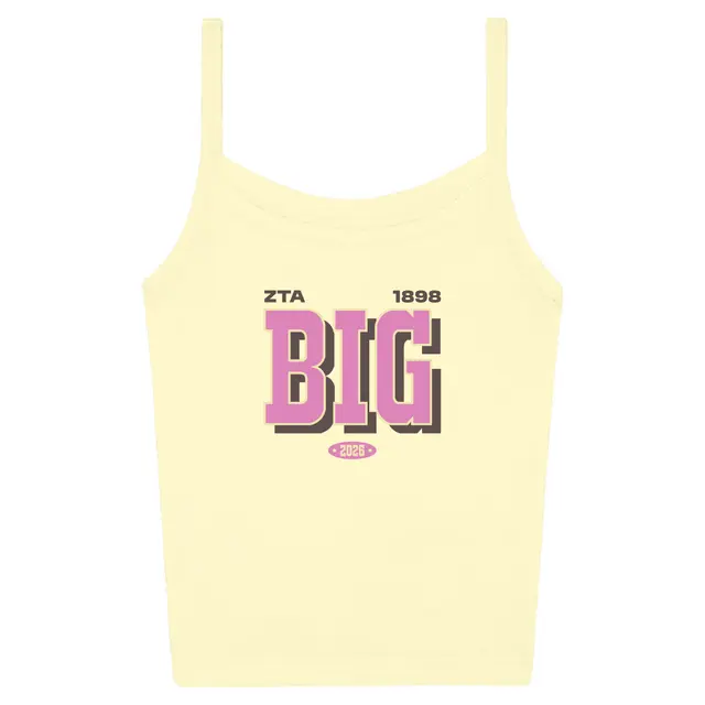 Zeta Tau Alpha Bold Pink Text Big Little Reveal Tank 2