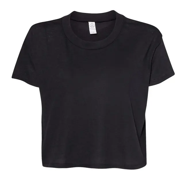 Alternative Women’s Vintage Jersey Headliner Crop Tee 5114 Black Front