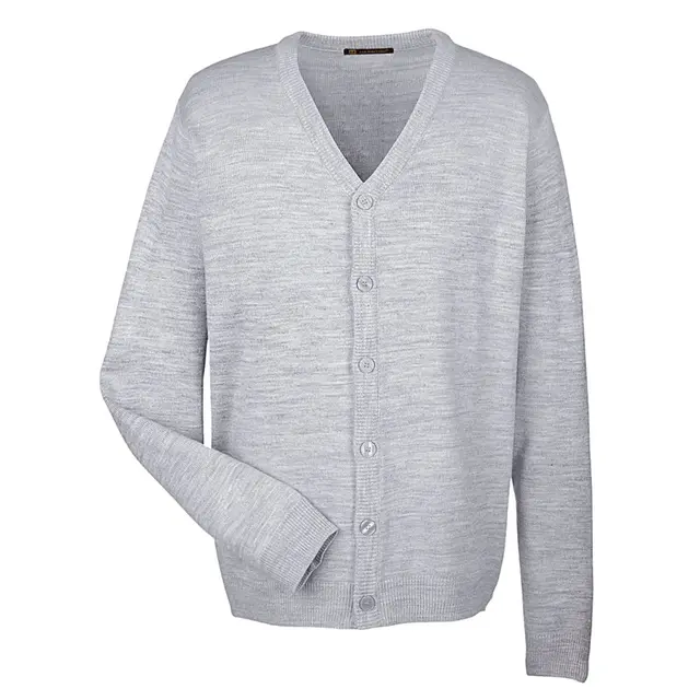 Men's Pilbloc V-Neck Button Cardigan Sweater Grey Heather Front