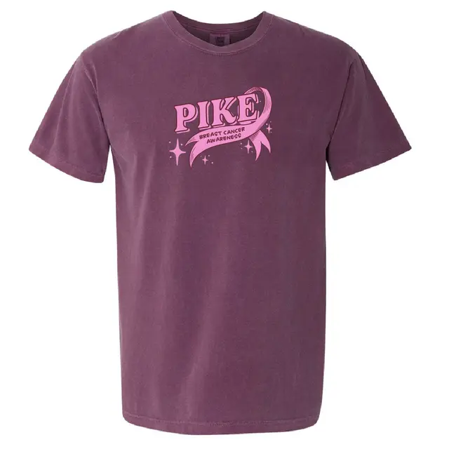 Pi Kappa Alpha PIKE Ribbon Text Breast Cancer Awareness Philanthropy Shirt 2