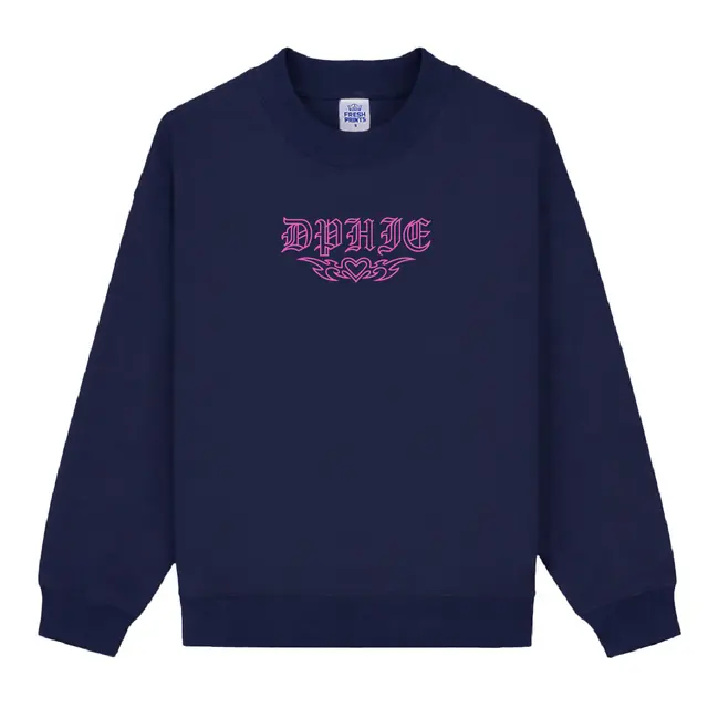 Delta Phi Epsilon Curved Text Heart Graphic Rush Sweater 2