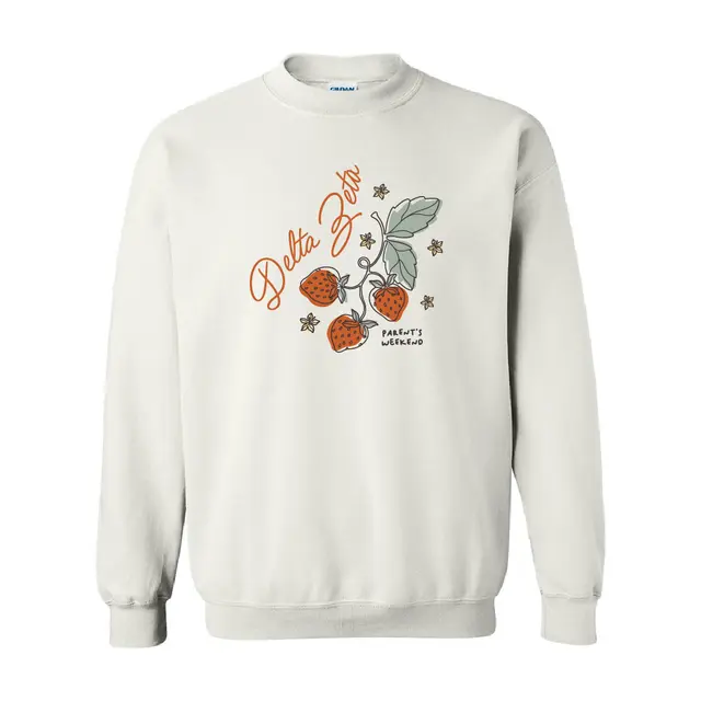Delta Zeta Strawberries and Script Parent's Weekend Crewneck 2