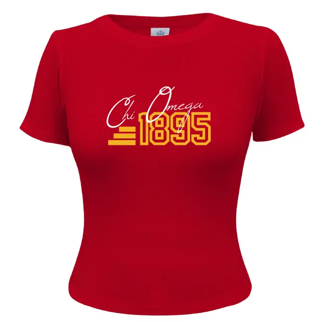 Chi Omega Script Over Bold Date Founder's Day Shirt 2
