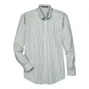 Devon & Jones Men's Crown Collection Banker Stripe Woven Dress Shirt Dill Front