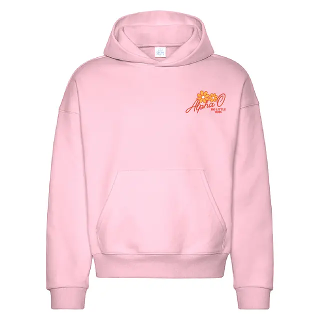 Alpha Omicron Pi Floral Script Big Little Reveal Hoodie 2