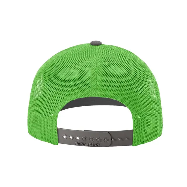 Adjustable Snapback Trucker Cap Charcoal Neon Green Back