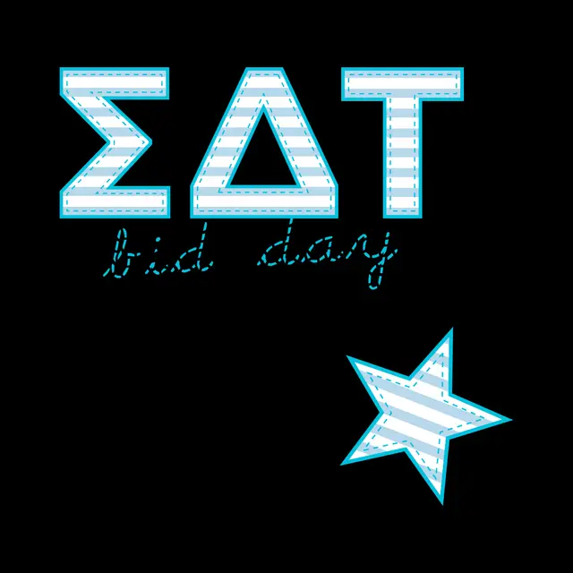 Sigma Delta Tau Stripe Lettering Star Rush Shirt