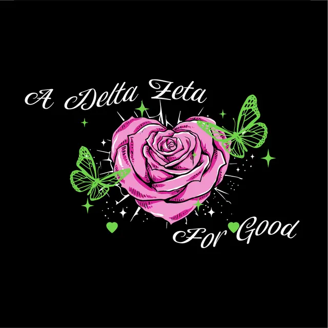 Delta Zeta Pink Rose and Butterfly Philanthropy Shirt