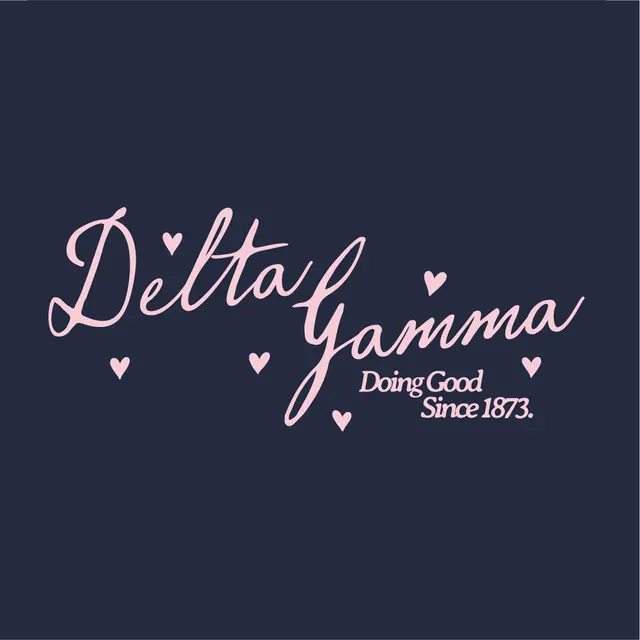 Delta Gamma Flowing Script Hearts PR Sweater