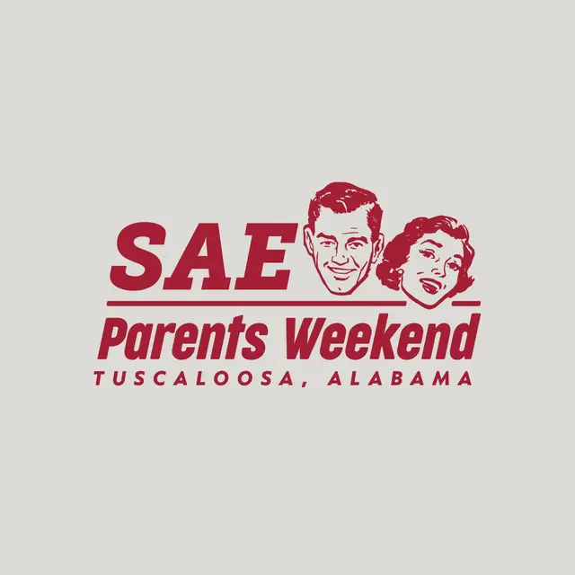 Sigma Alpha Epsilon Bold Faces with Retro Text Parents Weekend Crewneck