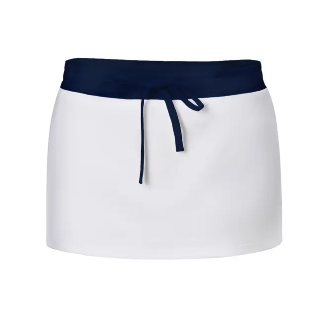 Fresh Prints Lexi Drawstring Mini Skort White Navy mto Front