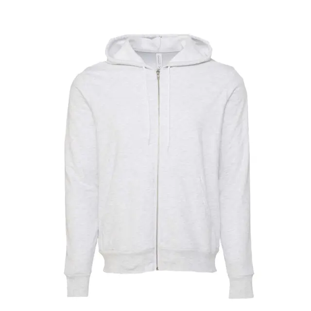 Bella + Canvas Unisex Poly-Cotton Fleece Full-Zip Hoodie Ash Front
