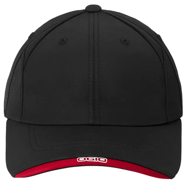 Customizable OGIO X-Over Cap og600 Blacktop Chili Red Front