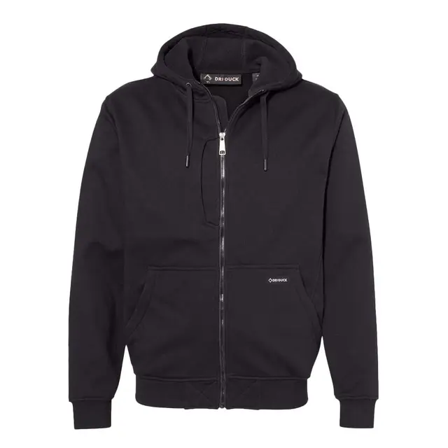 Men's Bateman Power Full Zip Hooded Fleece Black Front