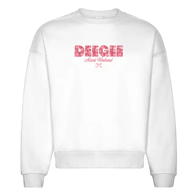 Delta Gamma Floral Text with Pink Bow Mom's Weekend Crewneck 2