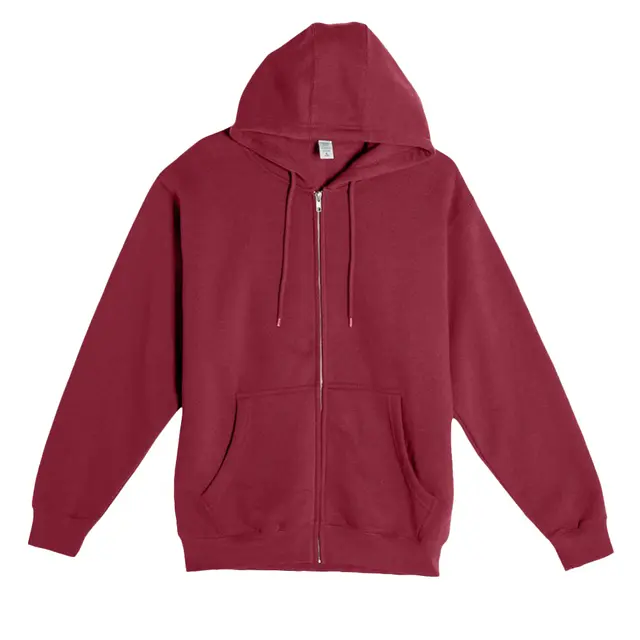 Unisex Premium Full-Zip Hooded Sweatshirt Burgundy Front
