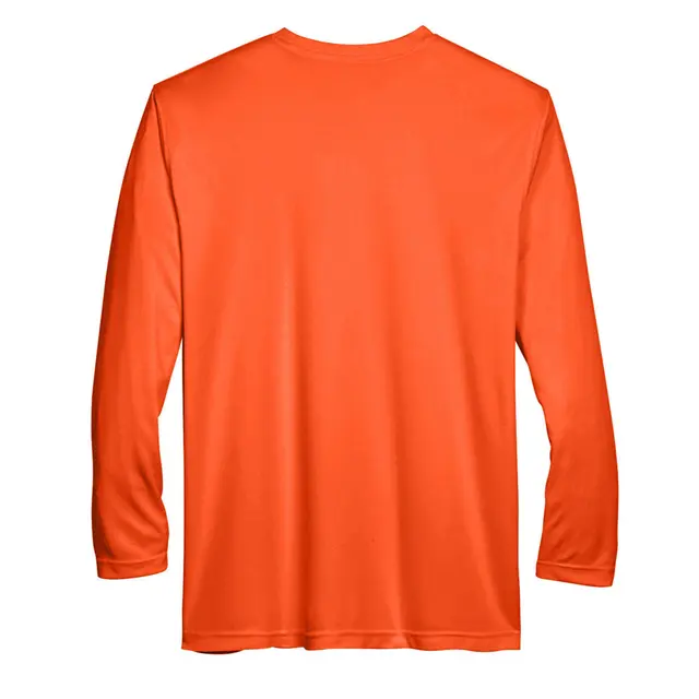 Customizable Ultraclub Adult Cool & Dry Sport Long-Sleeve Performance Interlock T-Shirt 8422 Bright Orange Back