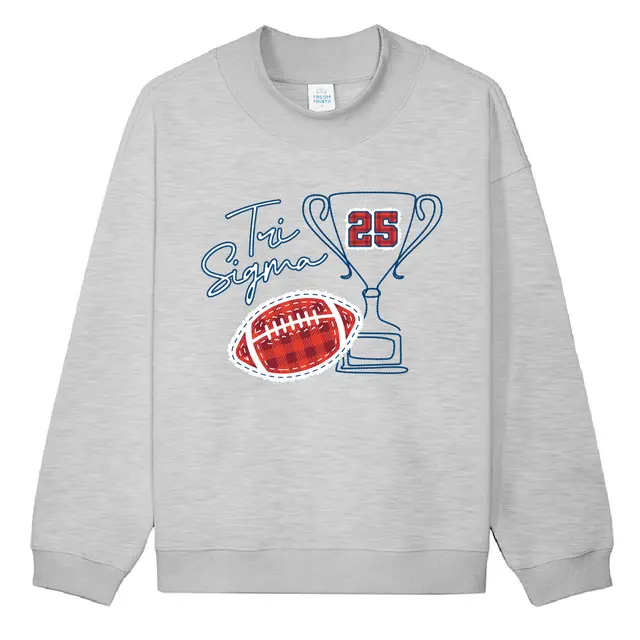 Sigma Sigma Sigma Plaid Football and Trophy Game Day Crewneck 2