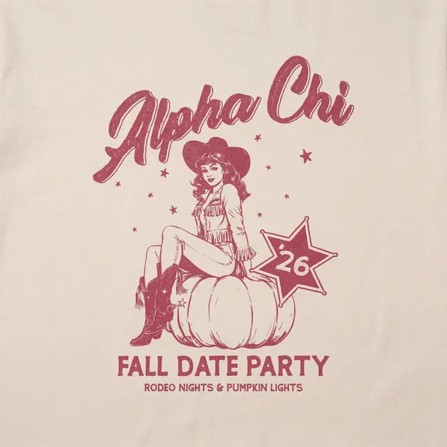 Alpha Chi Omega Vintage Cowgirl Graphic Date Party Sweater