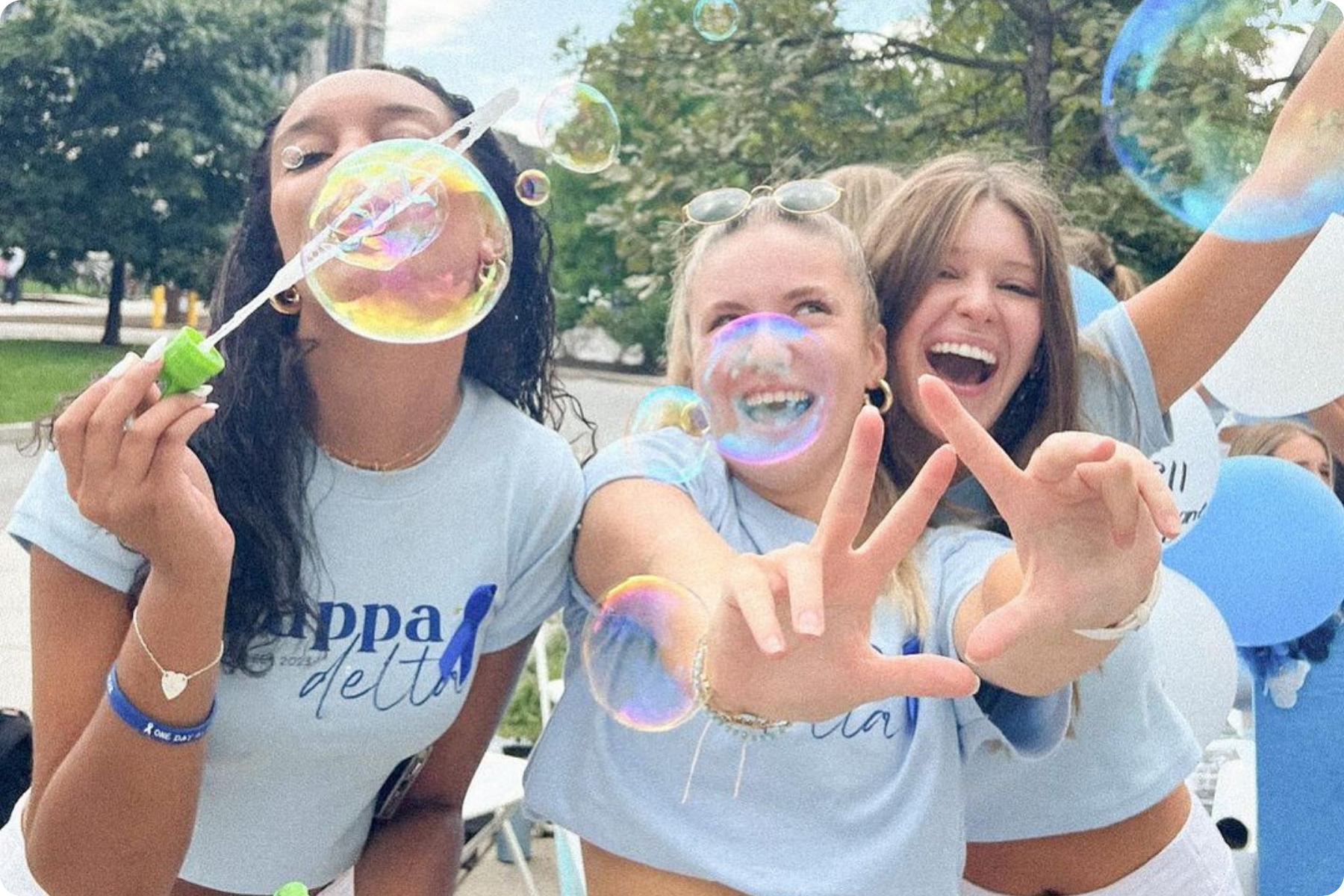 Virginia Tech sorority girls wearing sorority merch
