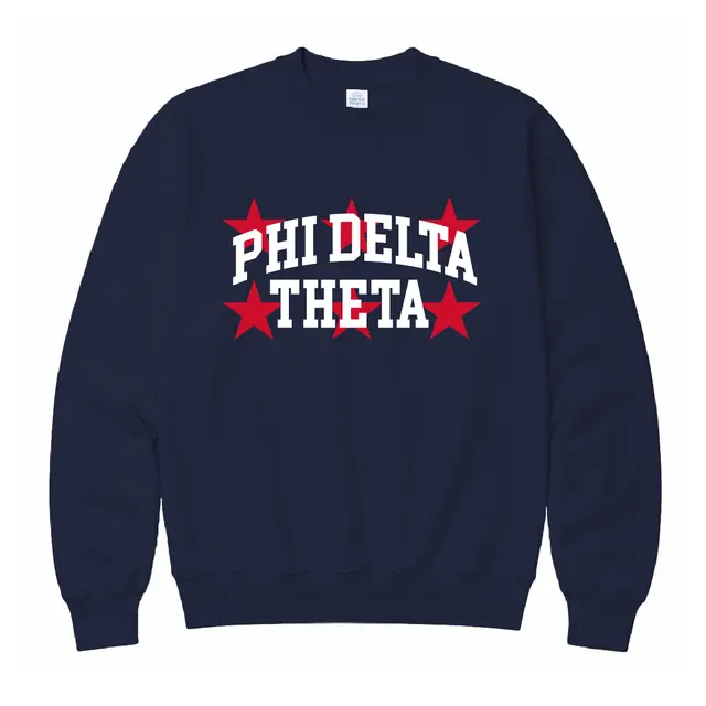 Phi Delta Theta Bold Stars Stacked Lettering PR Crewneck 2