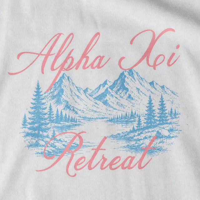 Alpha Xi Flowing Script Mountain Retreat Sweater
