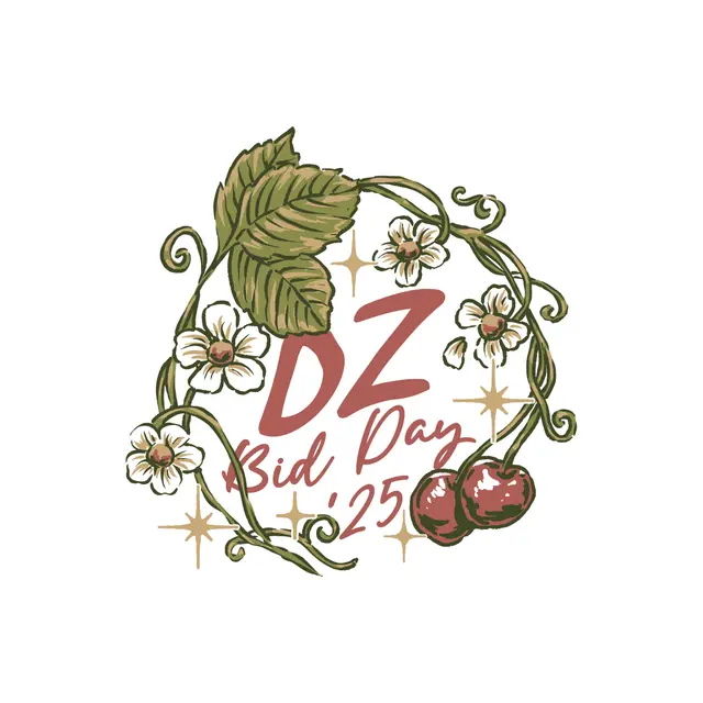 Delta Zeta DZ Floral Vine and Cherry Bid Day Shirt