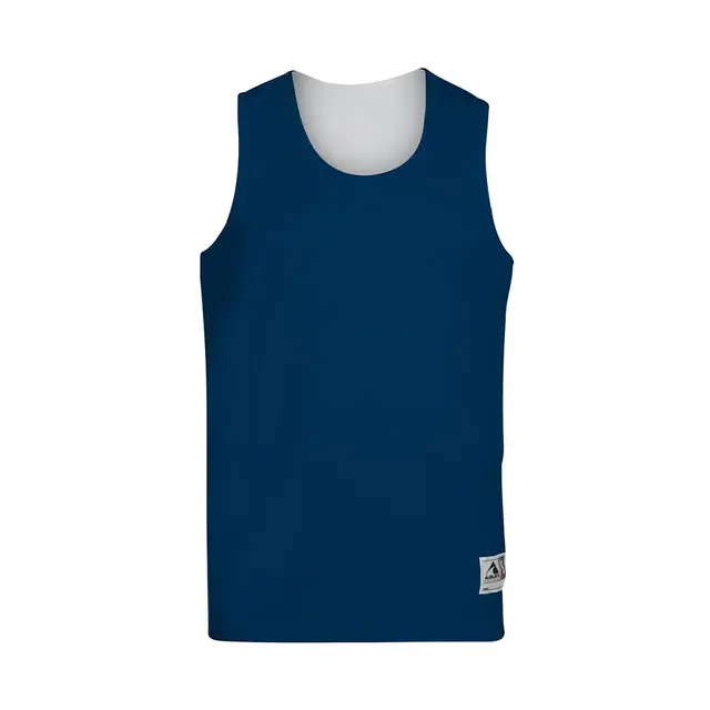 Customizable Augusta Reversible Wicking Tank 148 Navy and White Front