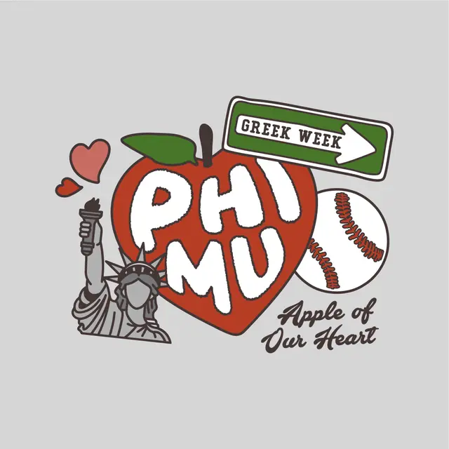 Phi Mu Heart Apple Statue Greek Week Sweater