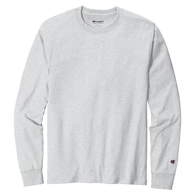 Customizable Champion Long Sleeve T-Shirt cc8c Ash Front