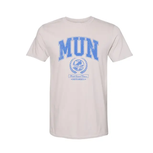 Model United Nations Bold Block Lettering Globe PR Shirt 2