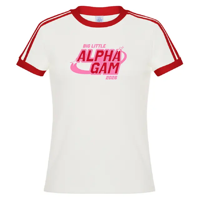 Alpha Gamma Delta Bold Retro Text Big Little Reveal Shirt 2