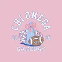 Chi Omega Cheer Megaphone and Football Game Day Shirt