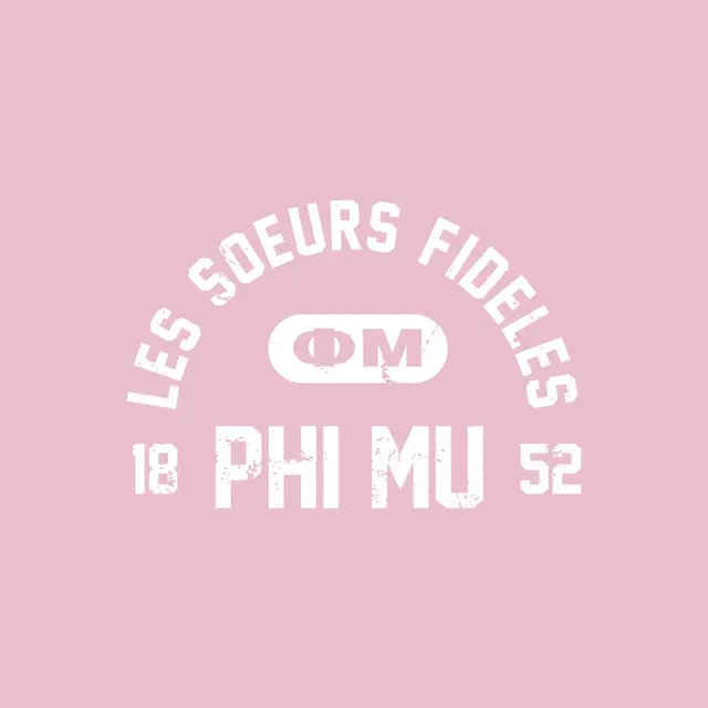 Phi Mu Arch Text in Pink PR Shirt