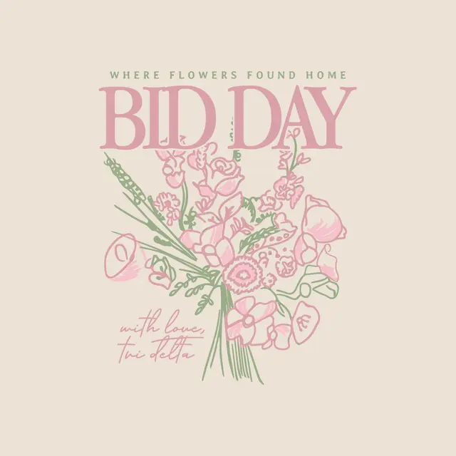 Delta Delta Delta Floral Bouquet Text Bid Day Crewneck