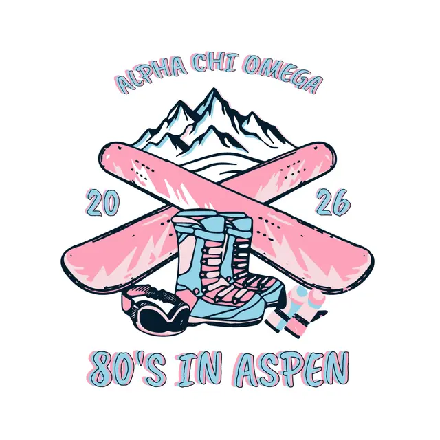 Alpha Chi Omega Pink Snowboards Aspen PR Shirt