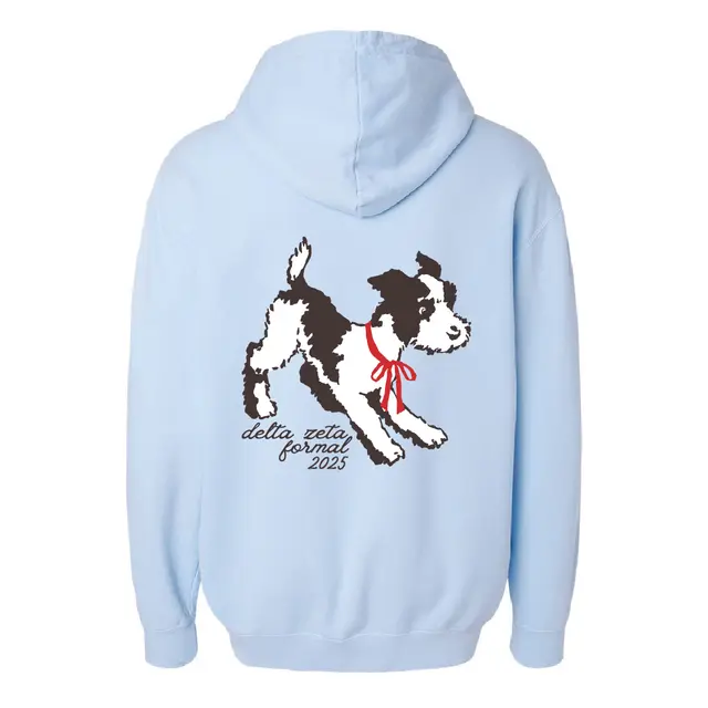 Delta Zeta Playful Dog Illustration Formal Hoodie 2