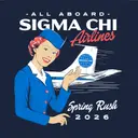 Sigma Chi Retro Stewardess Airlines Rush Shirt