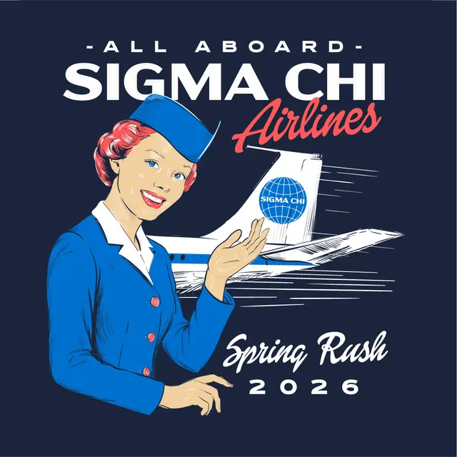 Sigma Chi Retro Stewardess Airlines Rush Shirt