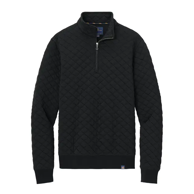 Diamond Quilt 1/4-Zip Deep Black Front