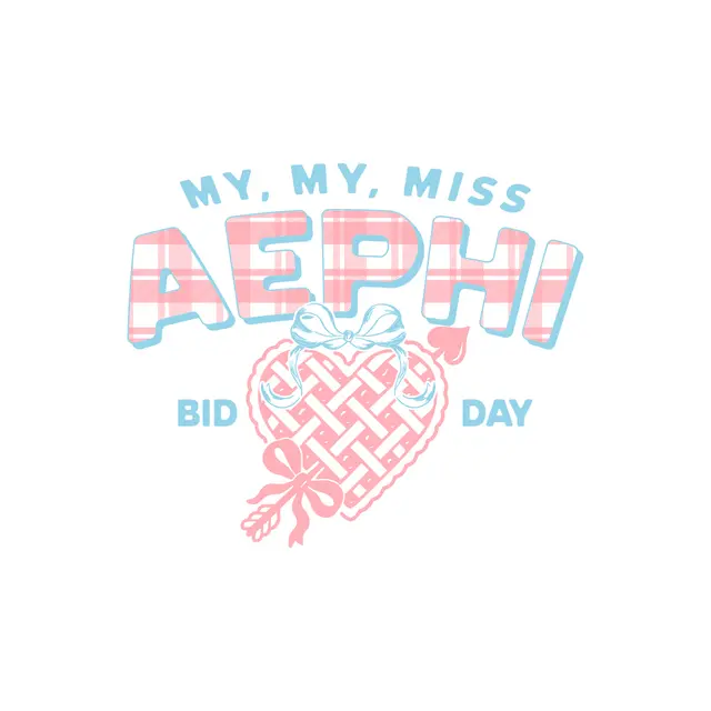 Alpha Epsilon Phi Plaid Text and Woven Heart Bid Day Shirt