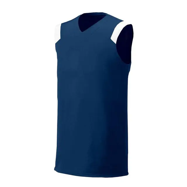 A4 Adult Moisture Management V Neck Muscle Shirt n2340 Navy And White Front