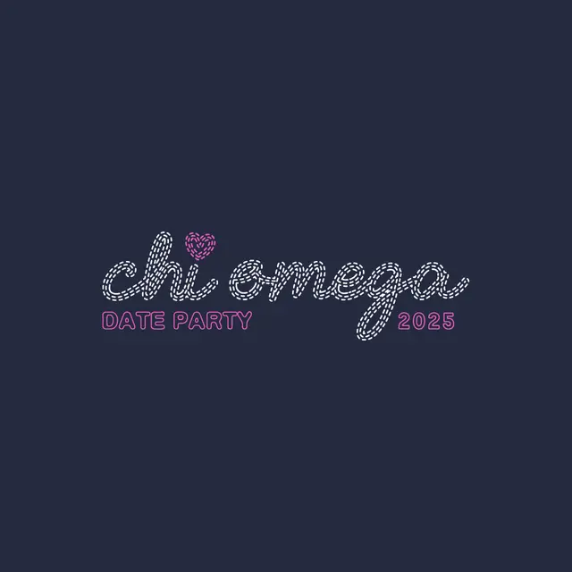 Chi Omega Heart Broken Lines Lettering Date Party Crewneck