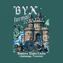 Beta Upsilon Chi Castle with Gothic Font Illustration Formal Shirt