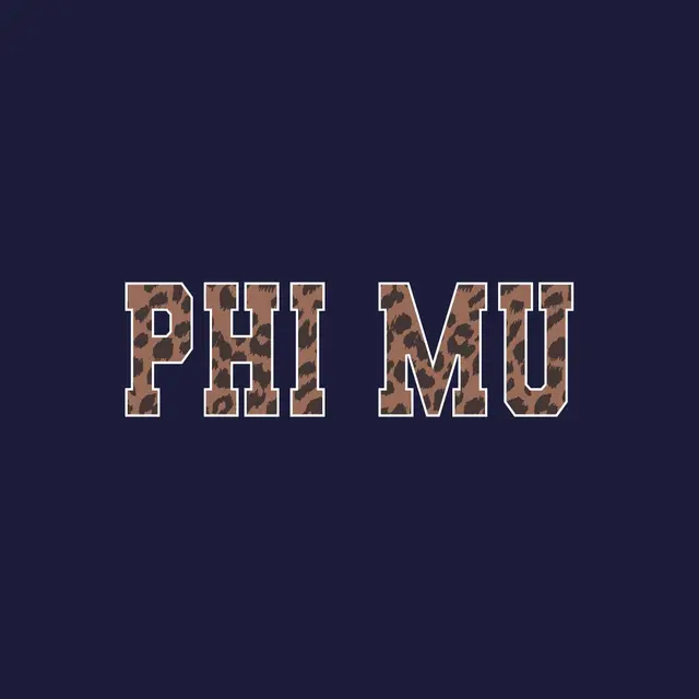 Phi Mu Leopard Print Text PR Shirt