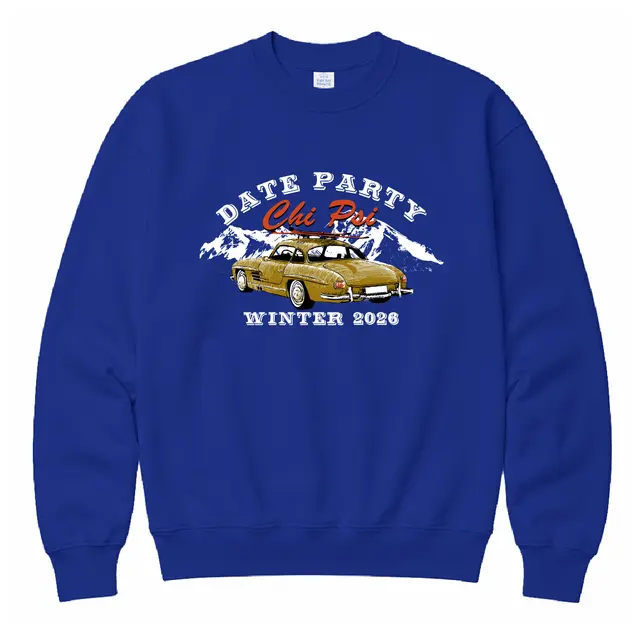 Chi Psi Vintage Car Illustration Date Parties Crewneck 2